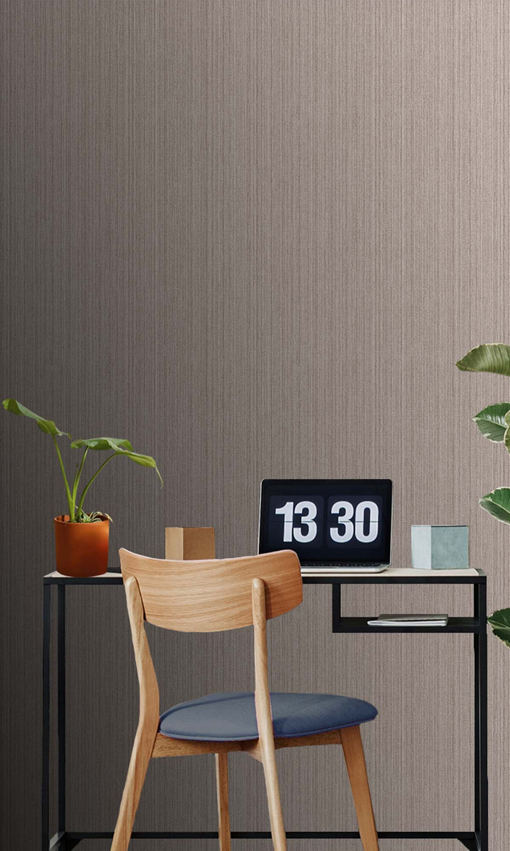 Mink Metallic Acrylic Chevron Print Wallpaper R10344
