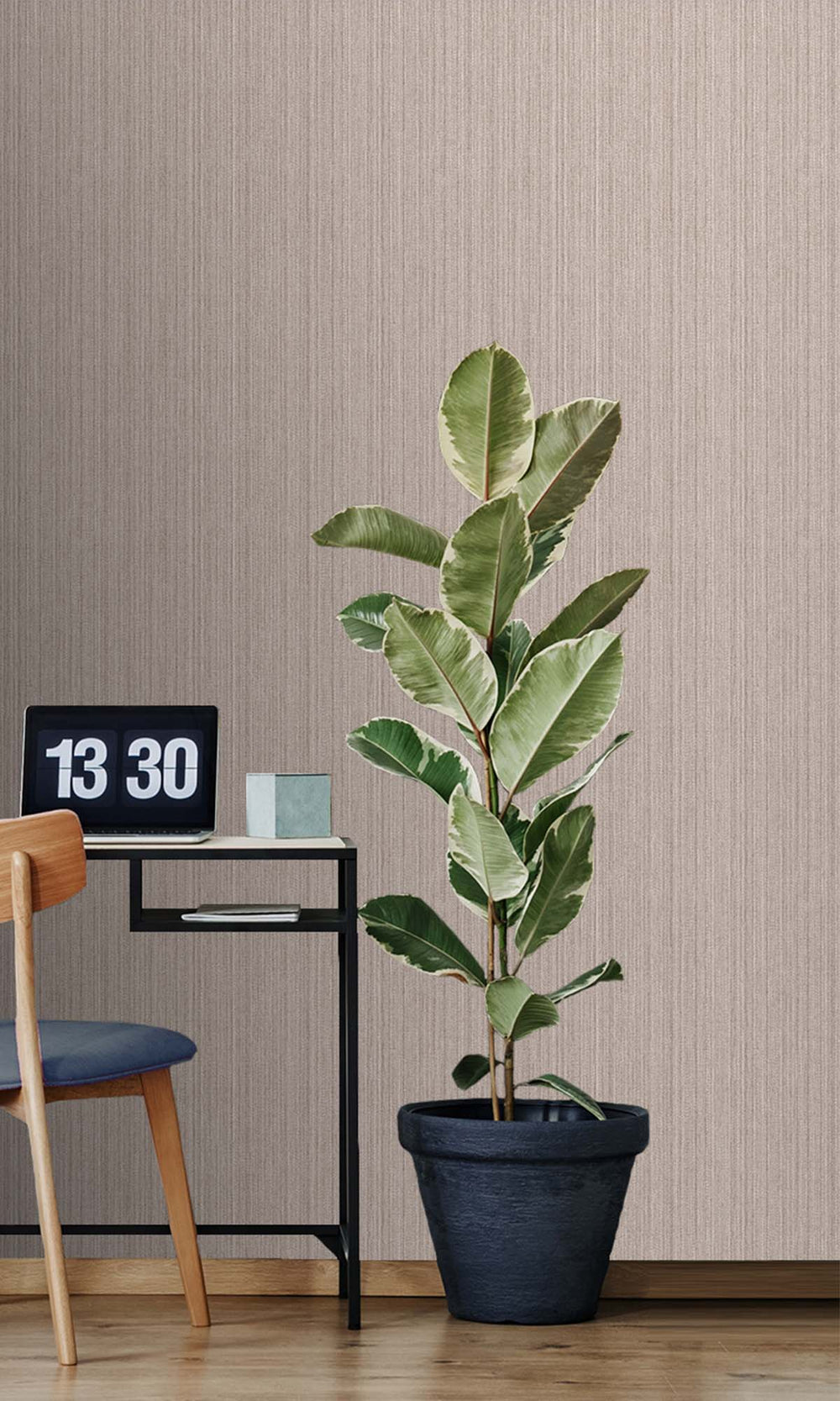Mink Metallic Acrylic Chevron Print Wallpaper R10344