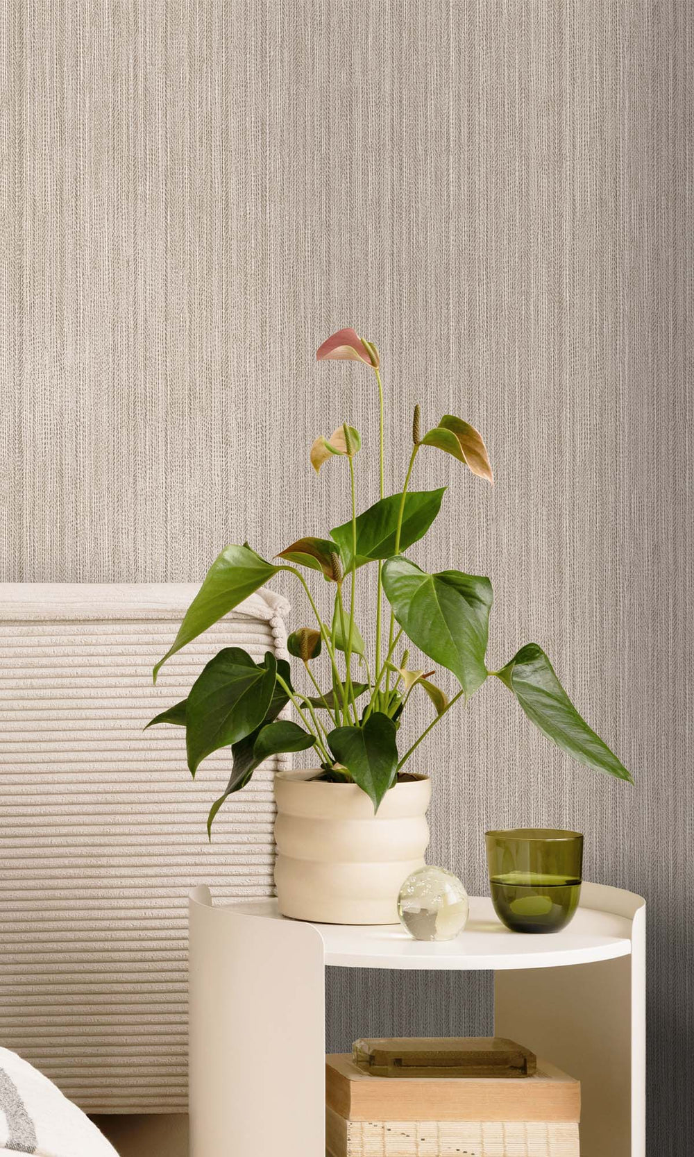 Mink Metallic Acrylic Chevron Print Wallpaper R10344