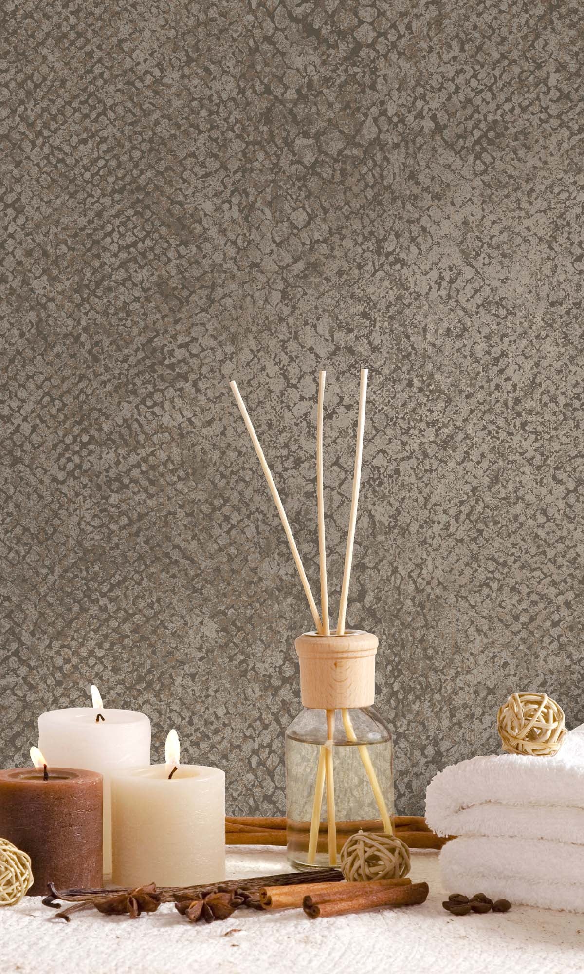 Taupe Textured Faux Snakeskin Wallpaper R10346