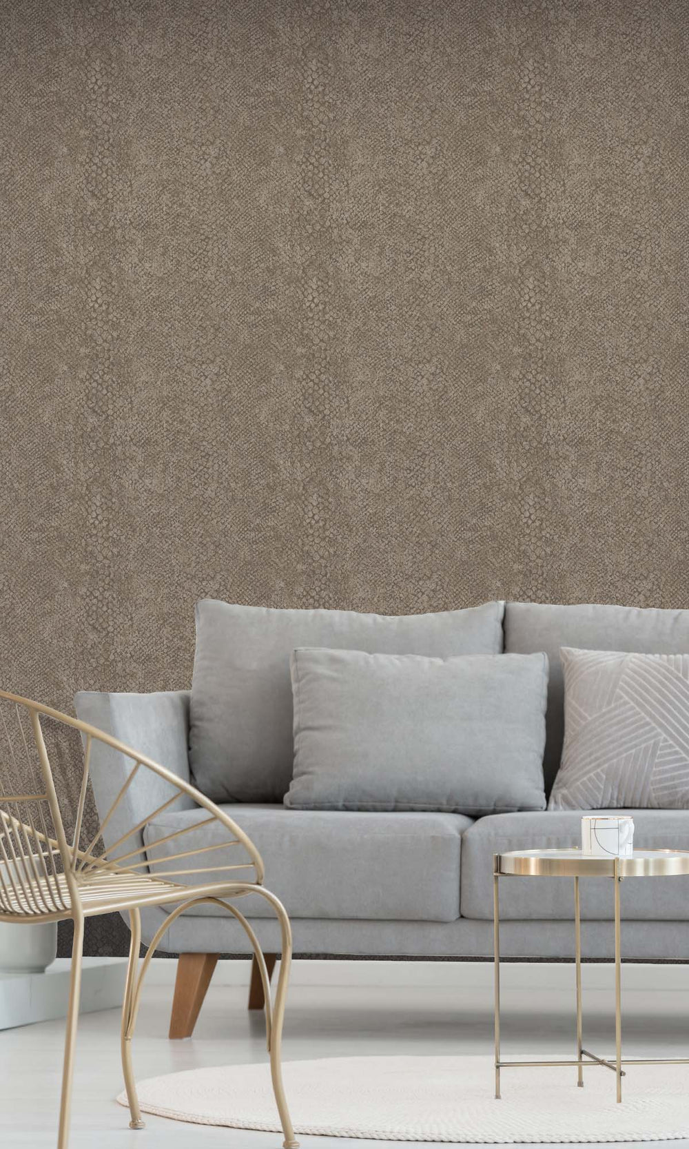 Taupe Textured Faux Snakeskin Wallpaper R10346