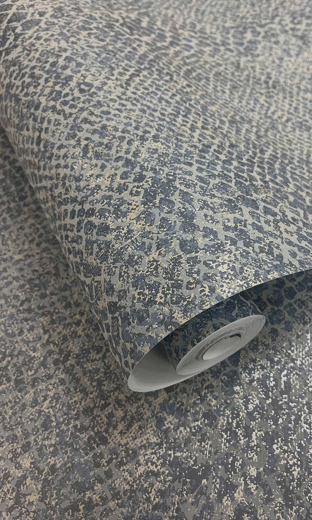 Navy Textured Faux Snakeskin Wallpaper R10347