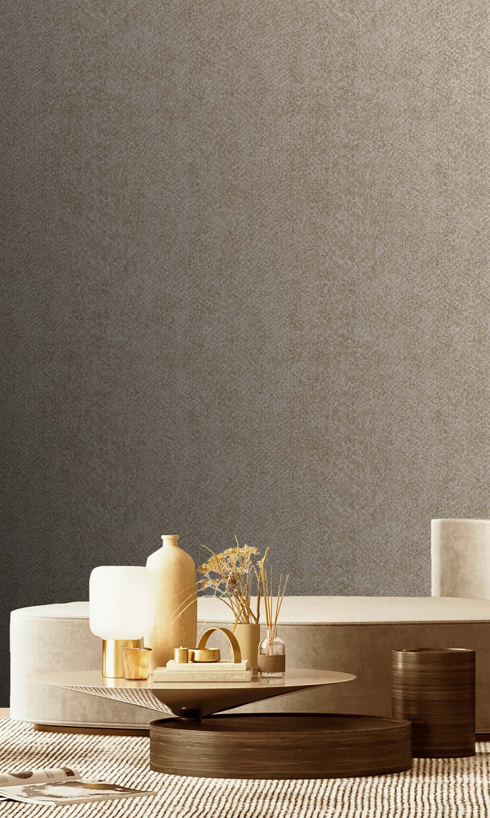 Cream Textured Faux Snakeskin Wallpaper R10348