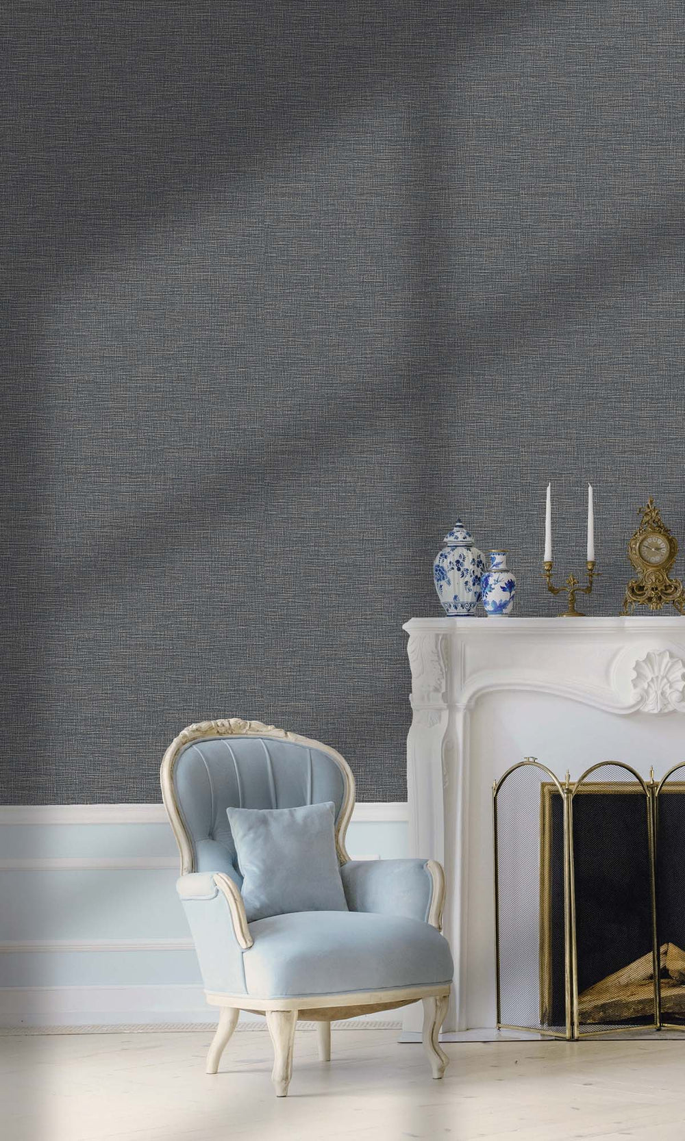 Navy Textured Faux Acrylic Wallpaper R10350
