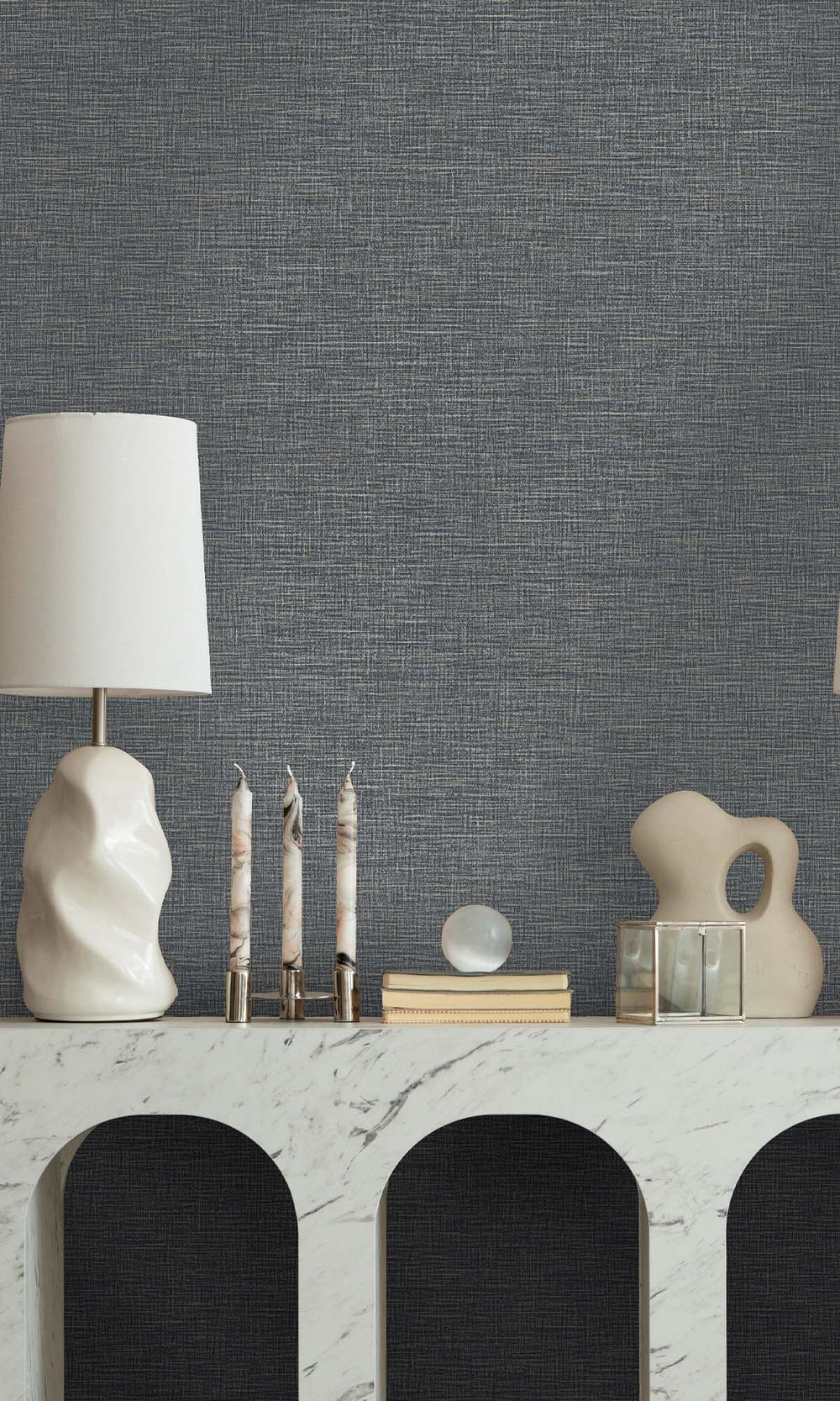 Navy Textured Faux Acrylic Wallpaper R10350