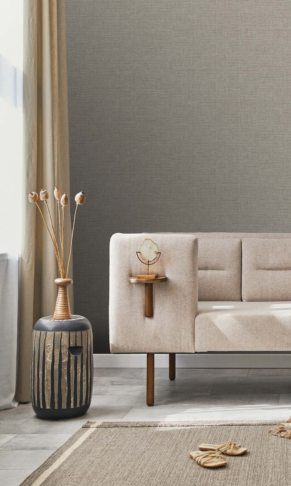 Taupe Textured Faux Acrylic Wallpaper R10352