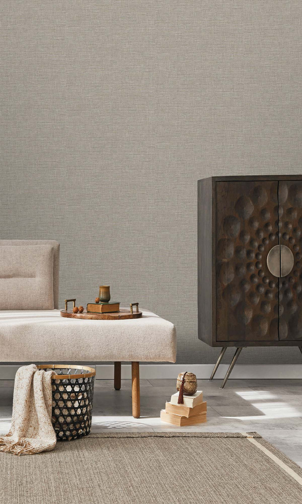 Taupe Textured Faux Acrylic Wallpaper R10352