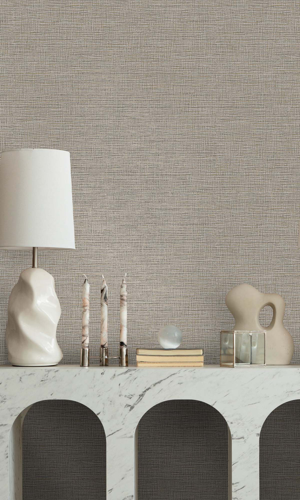 Taupe Textured Faux Acrylic Wallpaper R10352