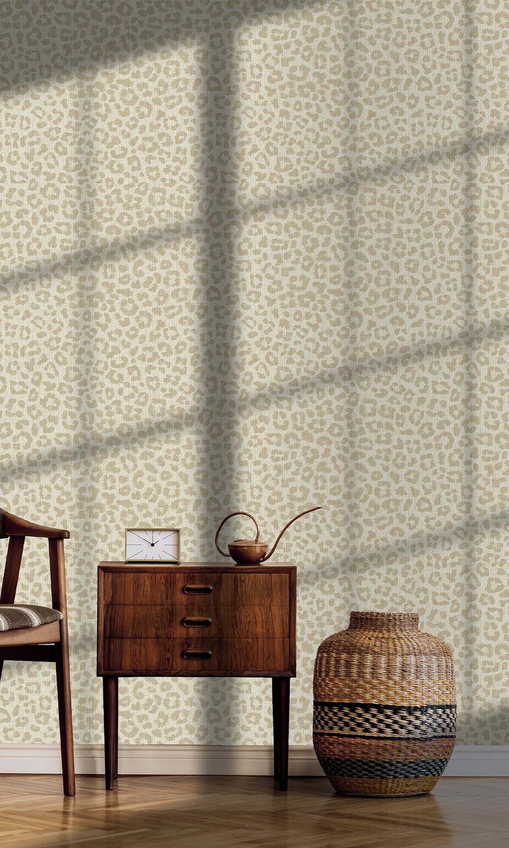 Cream Faux Leopard Print Wallpaper R10353