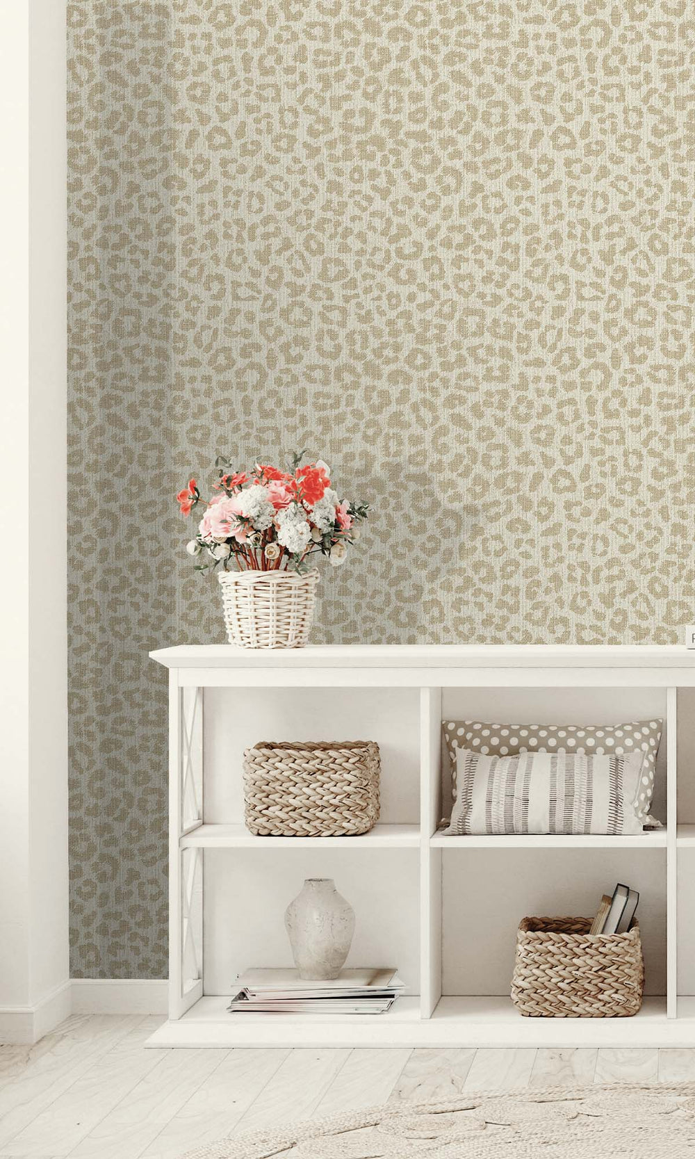 Cream Faux Leopard Print Wallpaper R10353