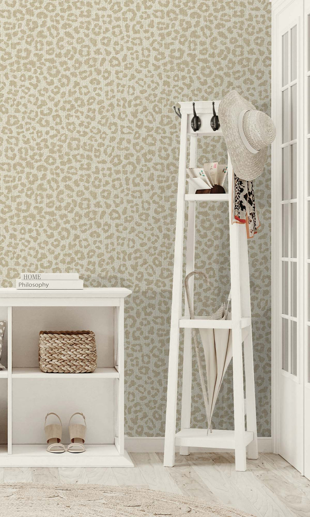 Cream Faux Leopard Print Wallpaper R10353
