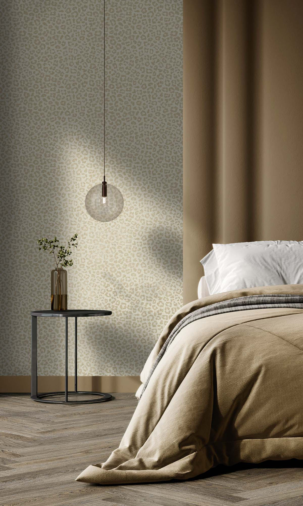 Cream Faux Leopard Print Wallpaper R10353