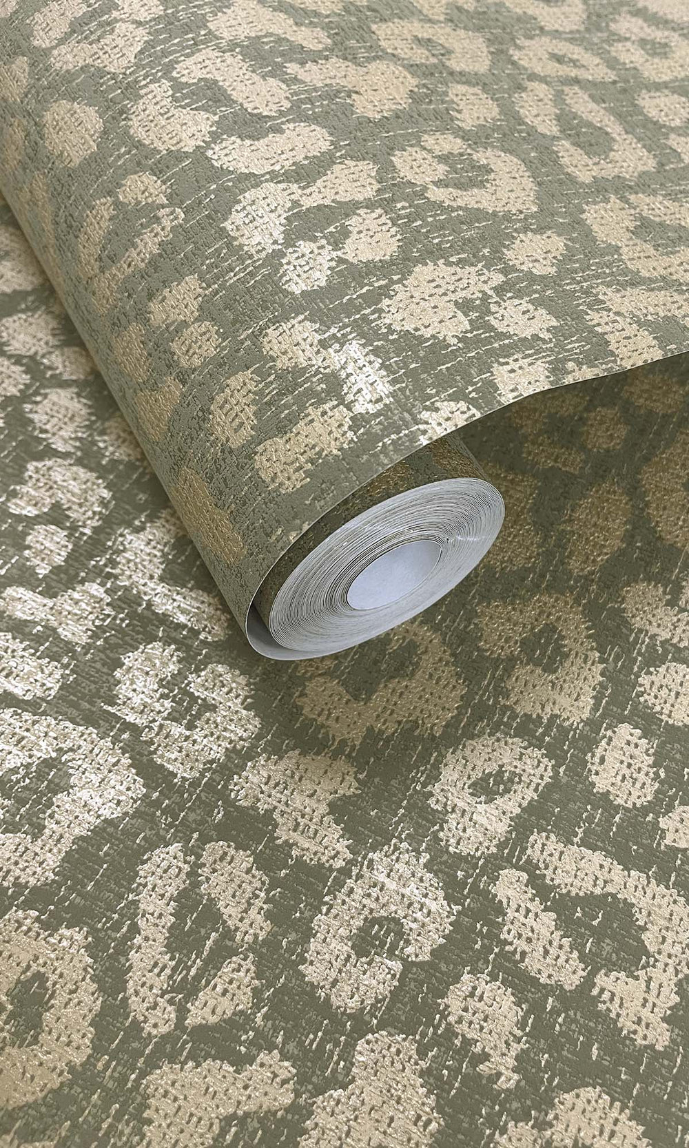 Moss Green Faux Leopard Print Wallpaper R10356