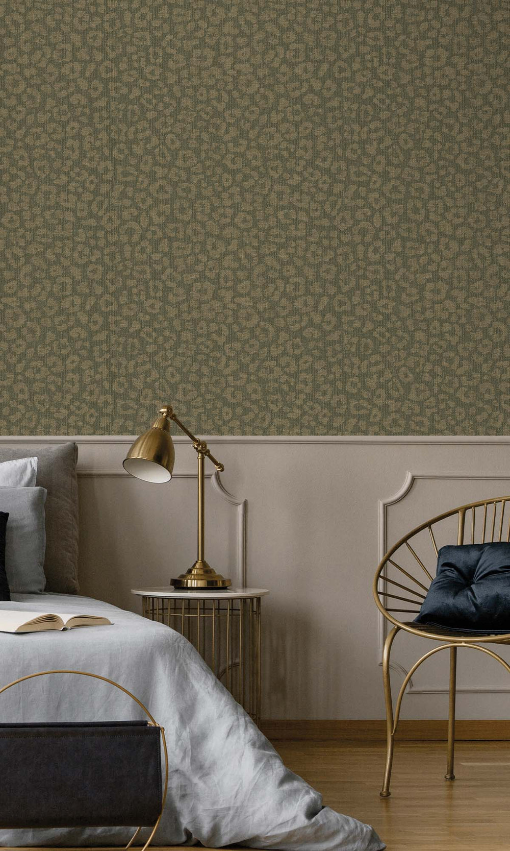 Moss Green Faux Leopard Print Wallpaper R10356