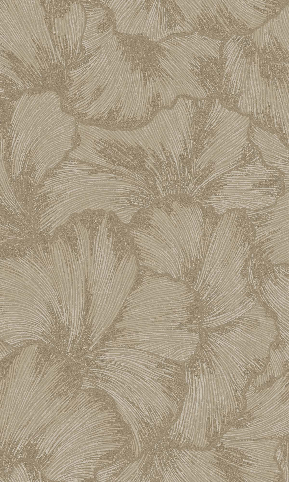 Beige Textured Ginko Leaves Wallpaper R10357