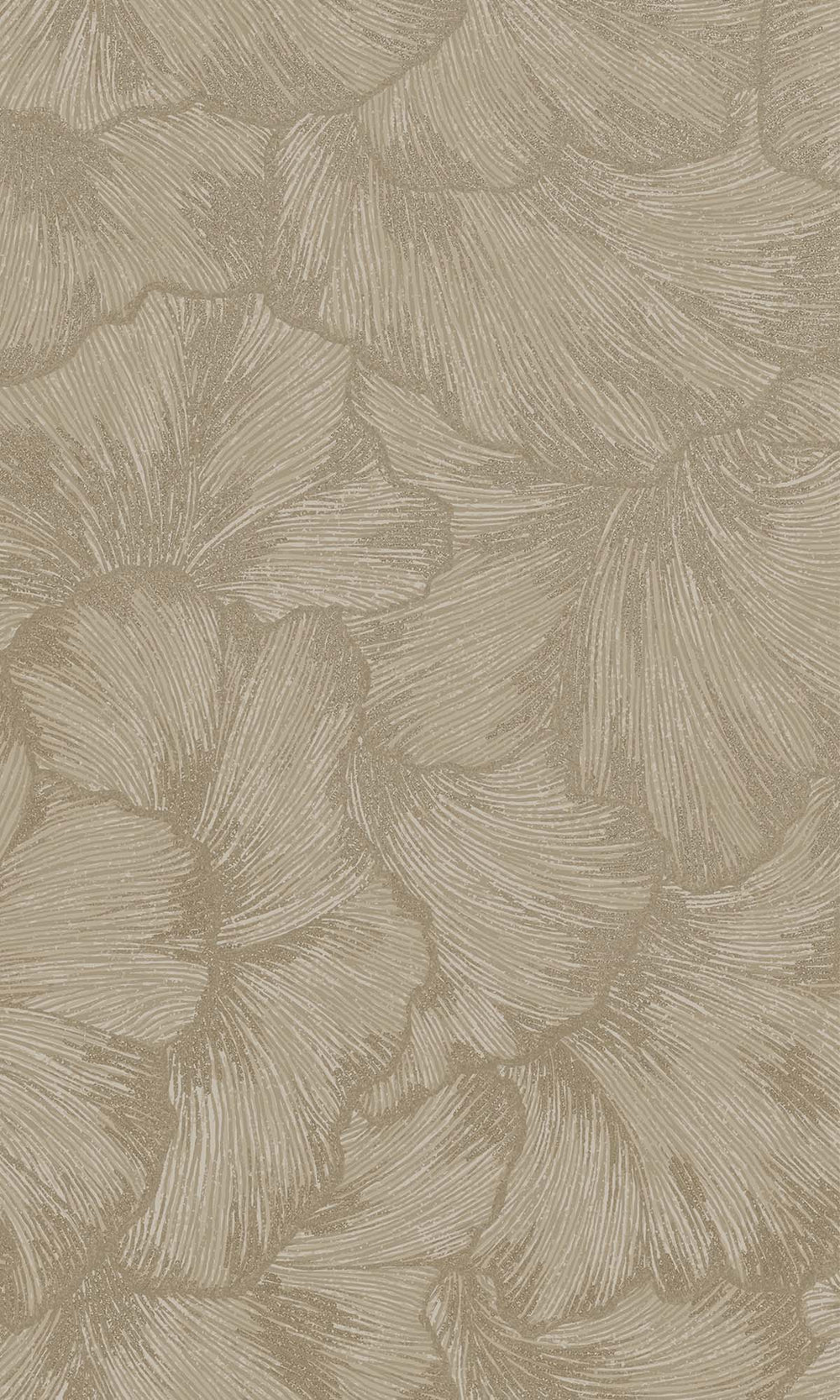 Beige Textured Ginko Leaves Wallpaper R10357