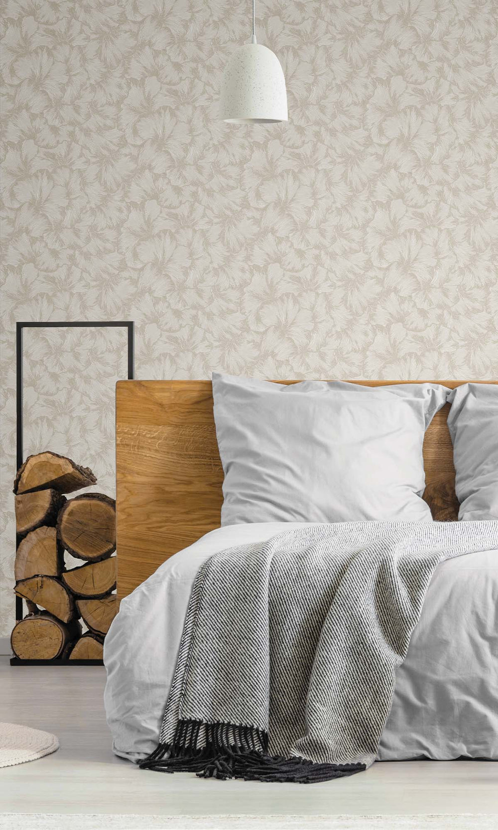 Dove Textured Ginko Leaves Wallpaper R10359