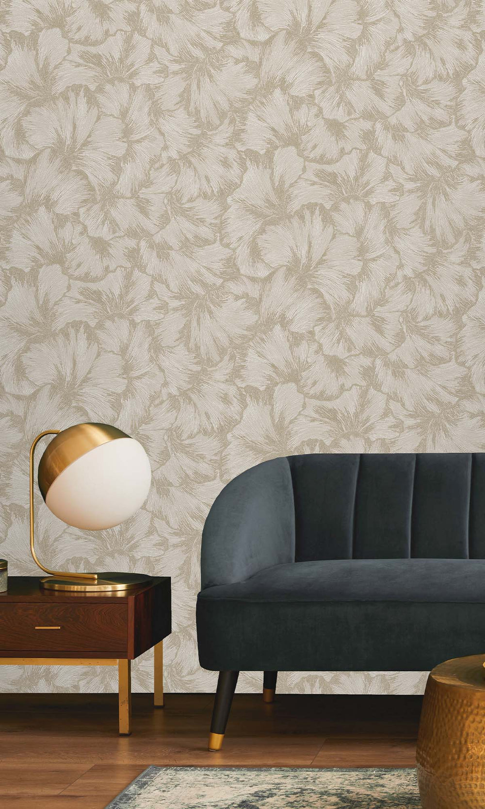 Dove Textured Ginko Leaves Wallpaper R10359