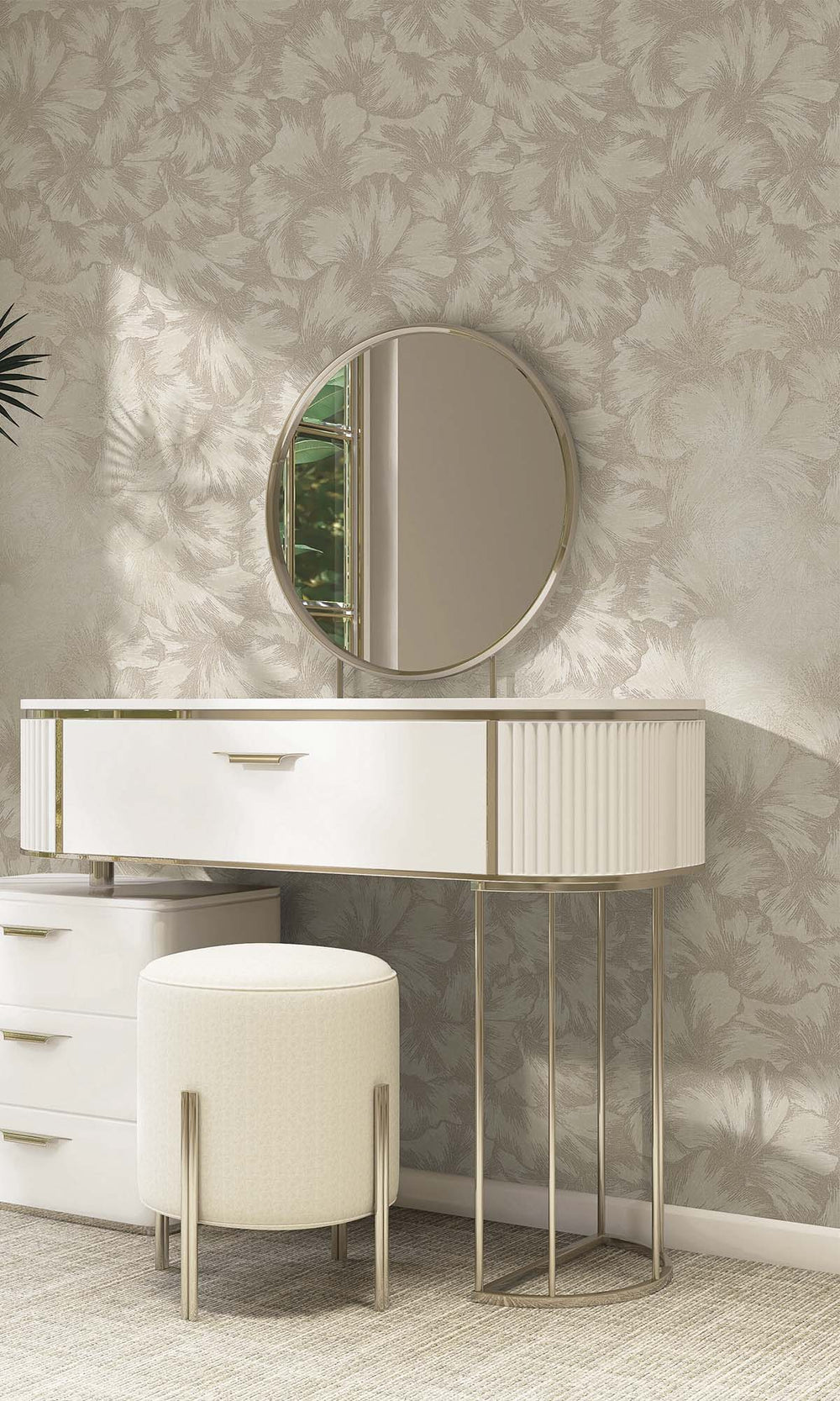 Dove Textured Ginko Leaves Wallpaper R10359