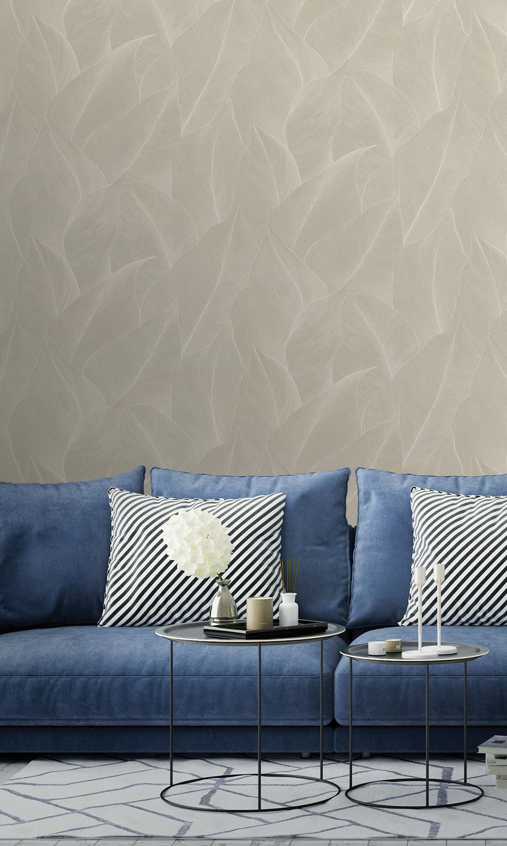 Cream Allover Anthurium Leaf Wallpaper R10360