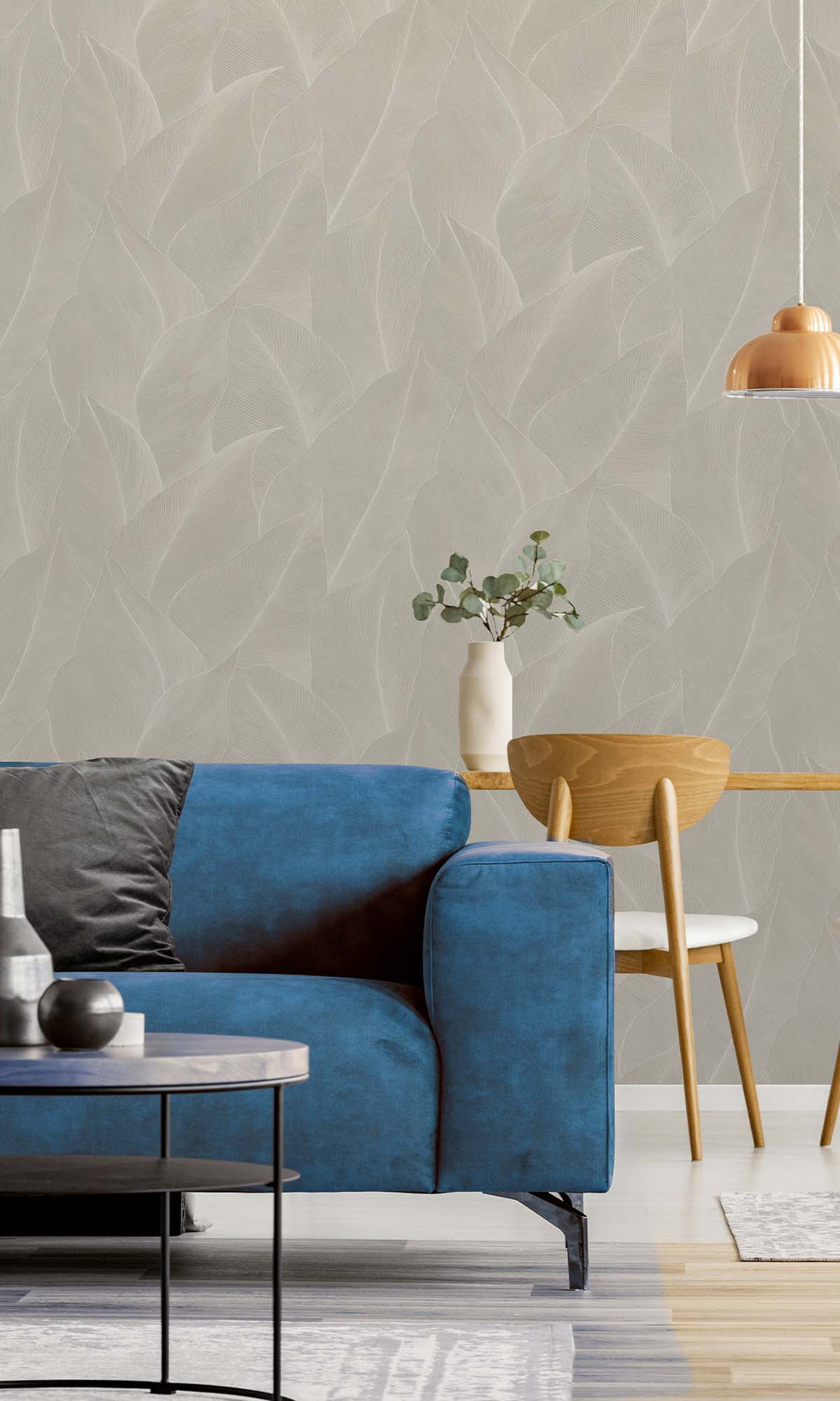 Cream Allover Anthurium Leaf Wallpaper R10360