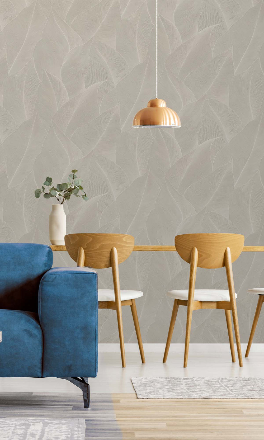 Cream Allover Anthurium Leaf Wallpaper R10360