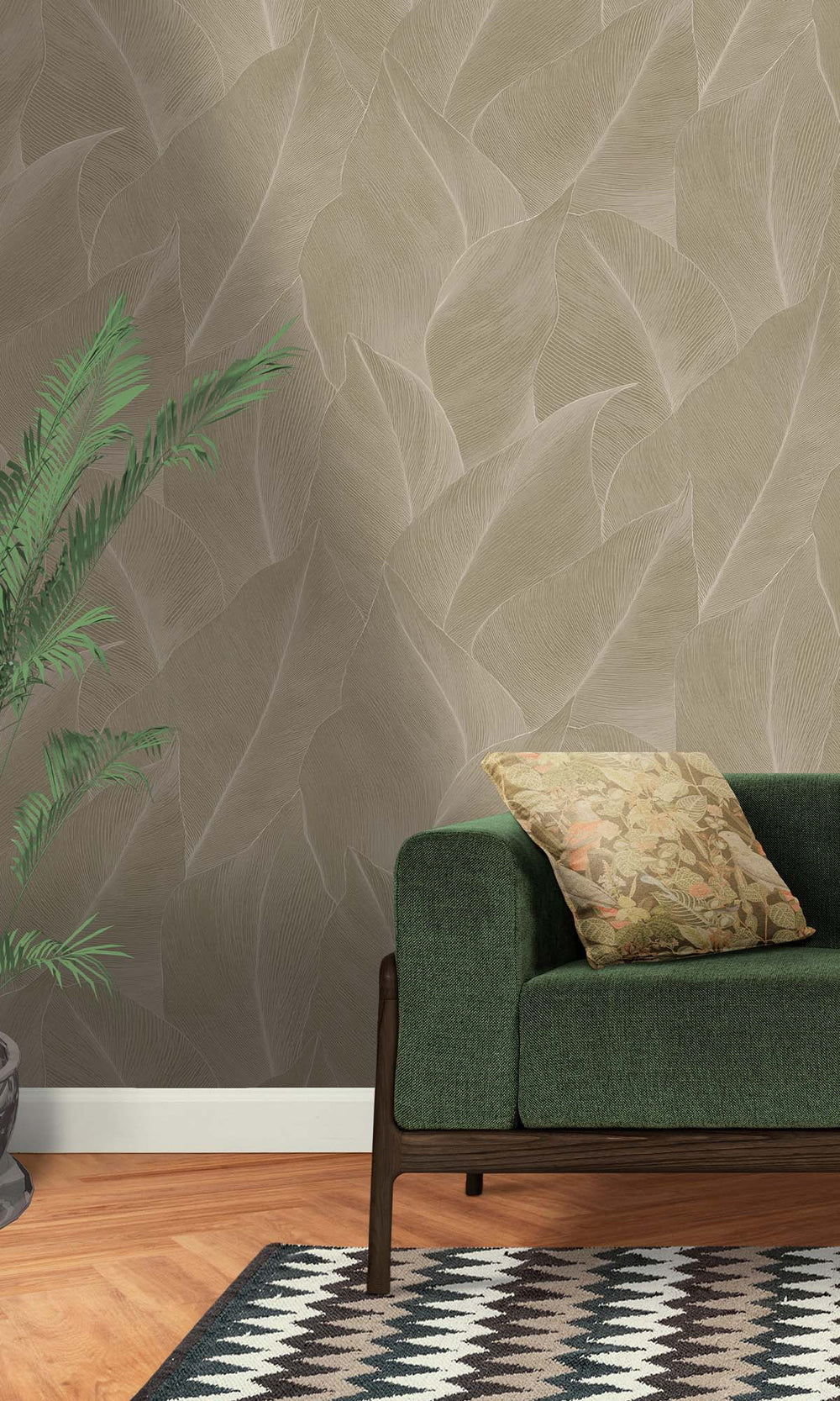 Beige Allover Anthurium Leaf Wallpaper R10361