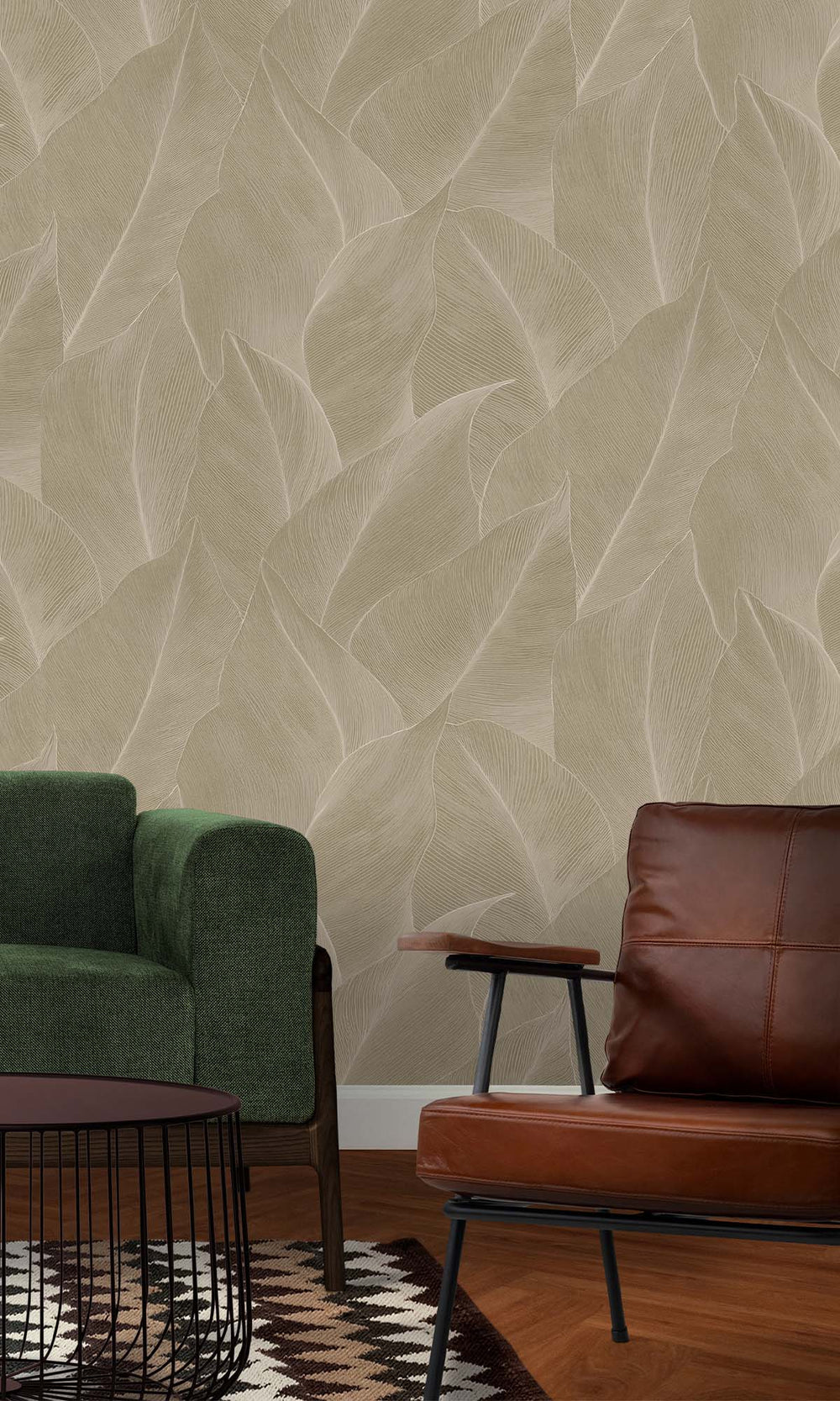 Beige Allover Anthurium Leaf Wallpaper R10361