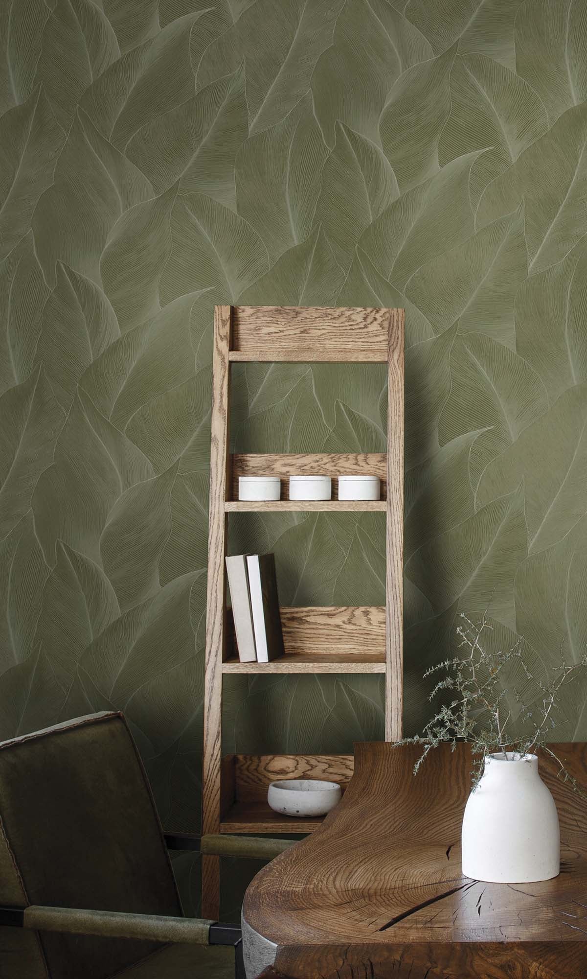 Green Allover Anthurium Leaf Wallpaper R10362