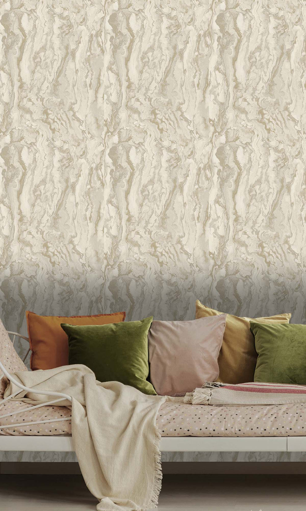 Cream Faux Marble Effect Wallpaper R10365