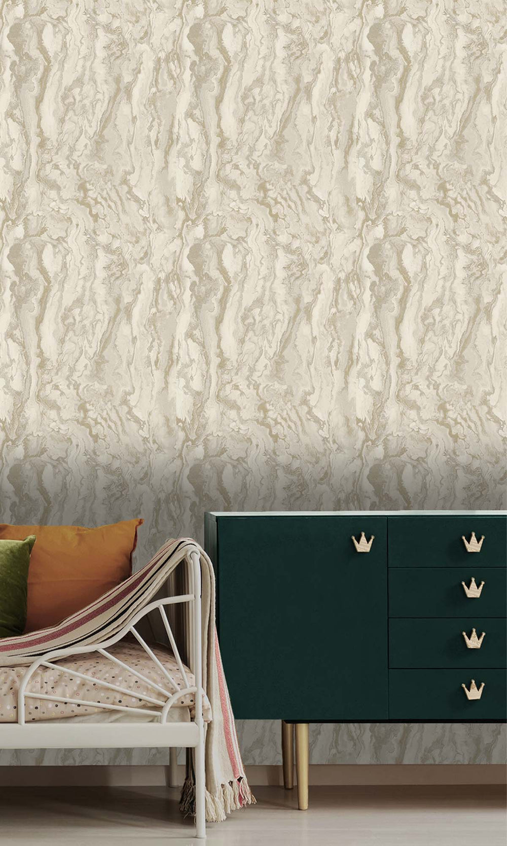 Cream Faux Marble Effect Wallpaper R10365
