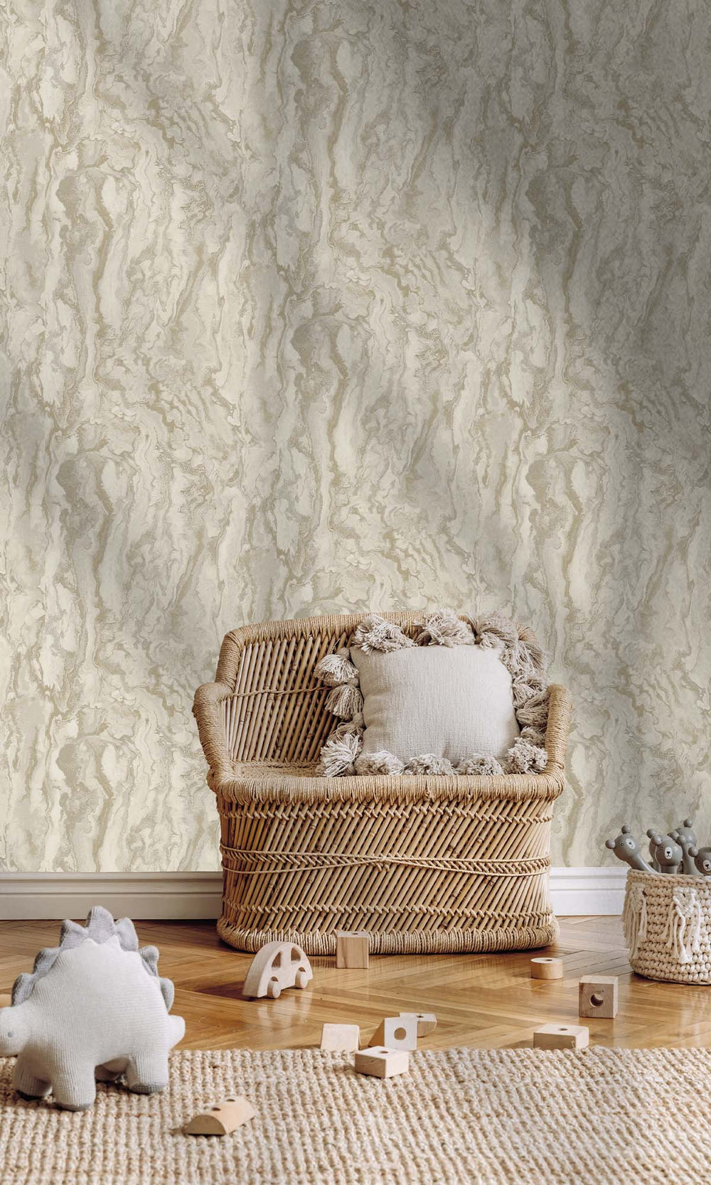 Cream Faux Marble Effect Wallpaper R10365