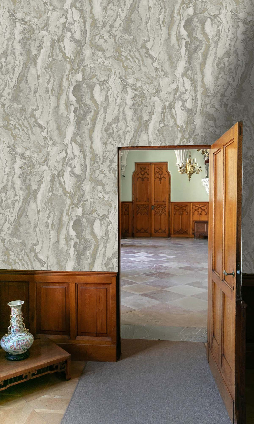 Grey Faux Marble Effect Wallpaper R10366