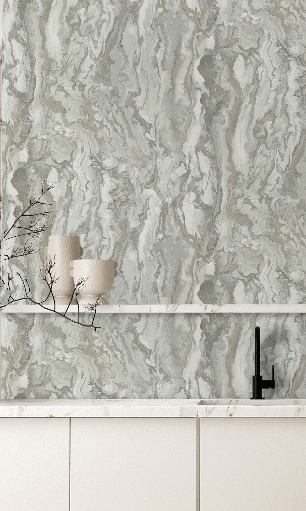 Grey Faux Marble Effect Wallpaper R10366