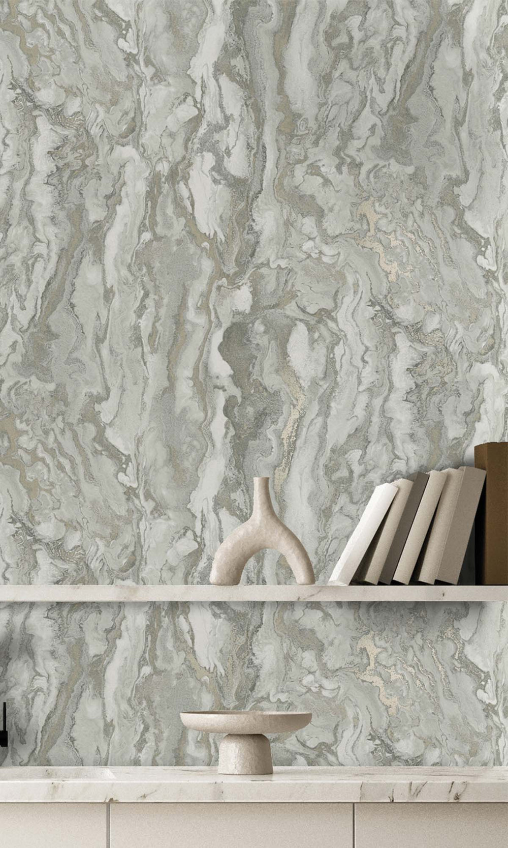 Grey Faux Marble Effect Wallpaper R10366