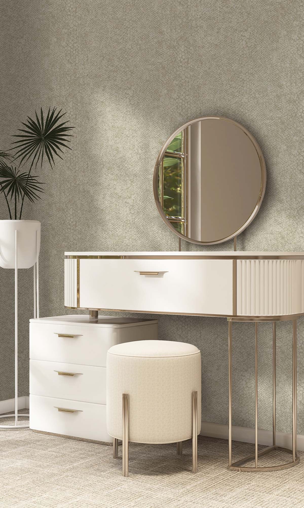 Beige Beaded Faux Snakeskin Wallpaper R10370