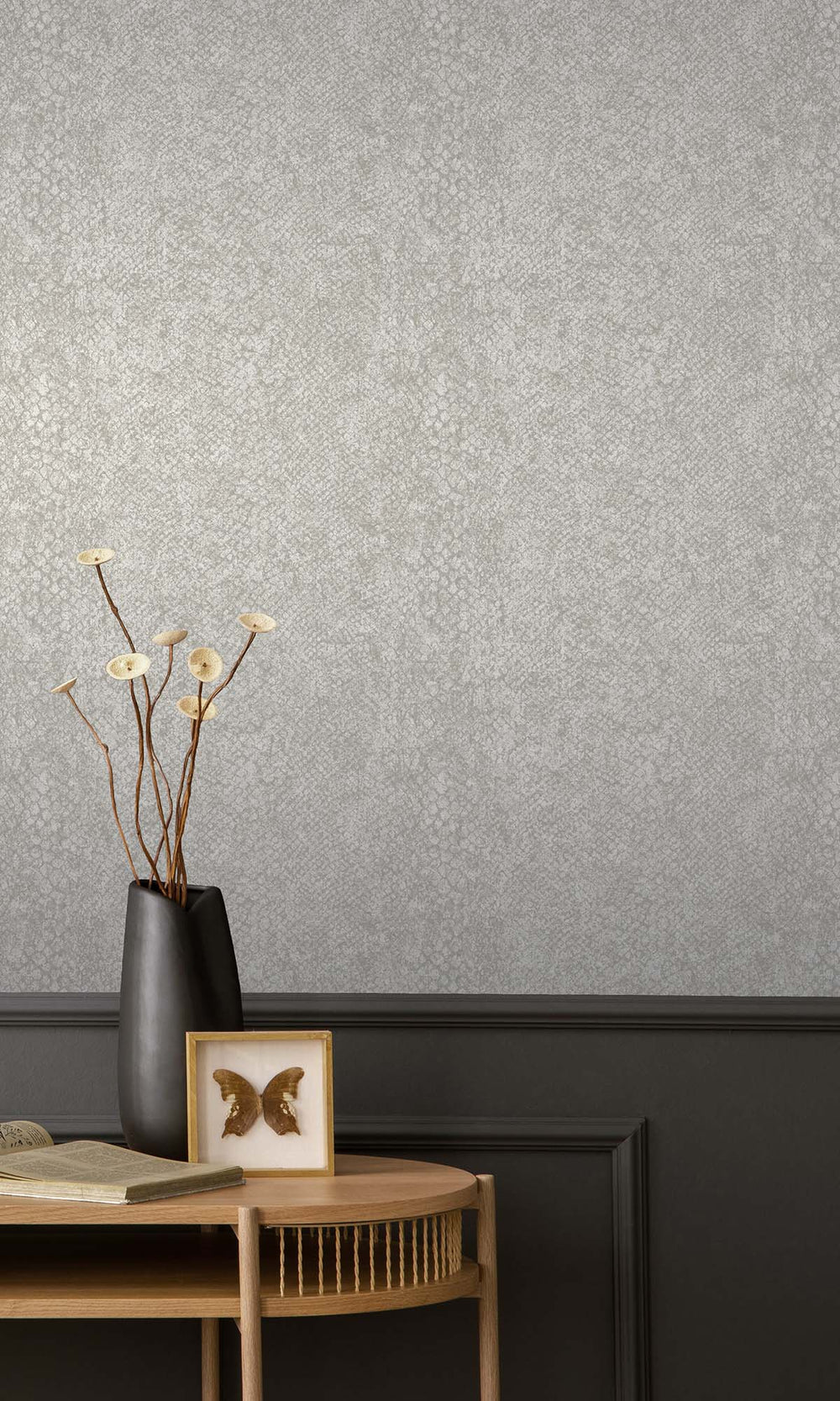 Dove Beaded Faux Snakeskin Wallpaper R10371