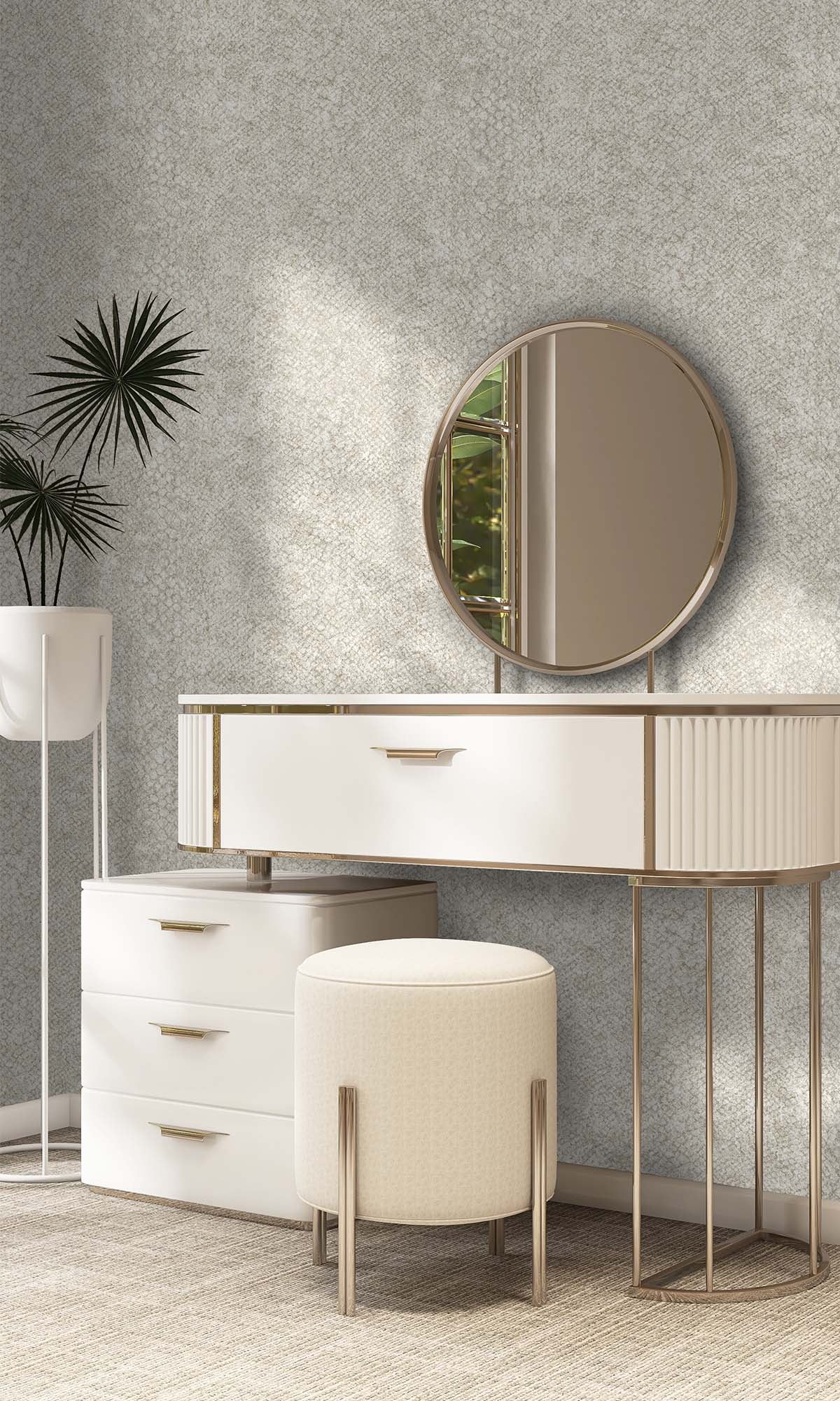 Dove Beaded Faux Snakeskin Wallpaper R10371