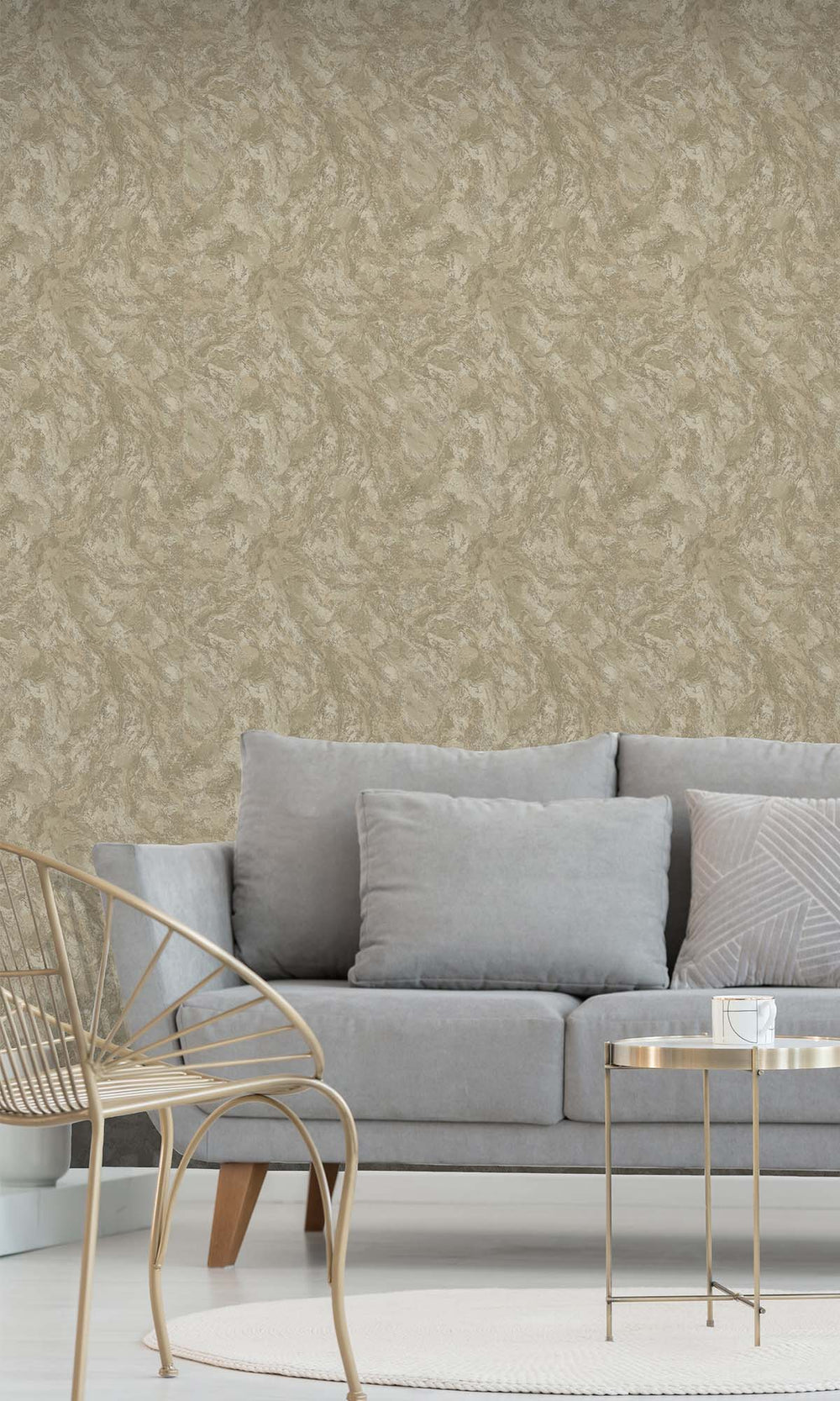 Beige Beaded Marble Effect Wallpaper R10372