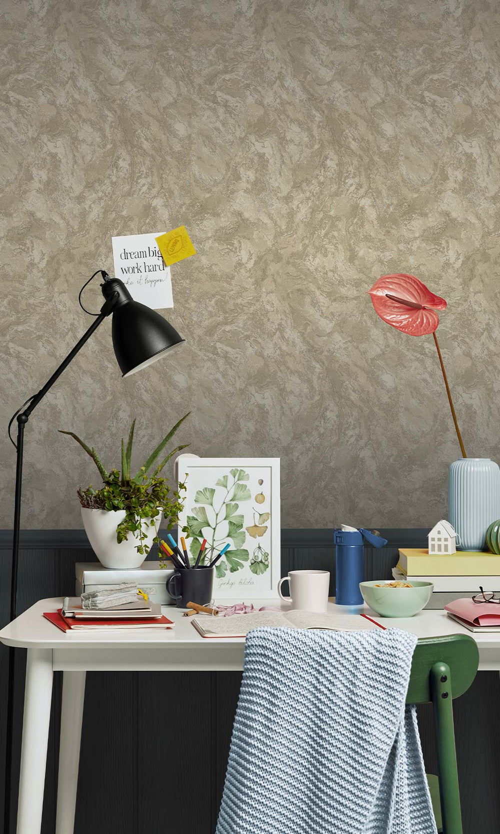 Beige Beaded Marble Effect Wallpaper R10372