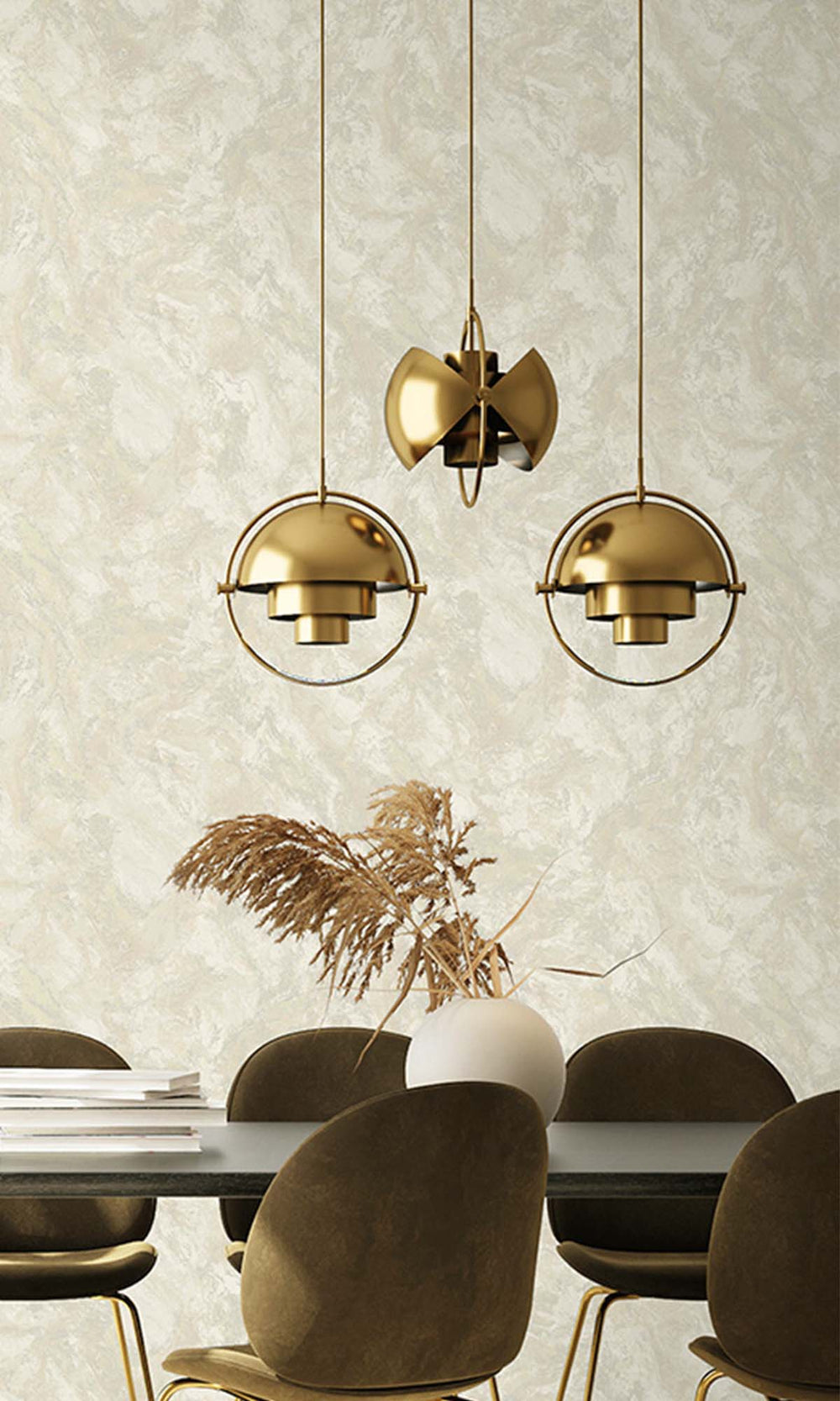 Champagne Beaded Marble Effect Wallpaper R10373
