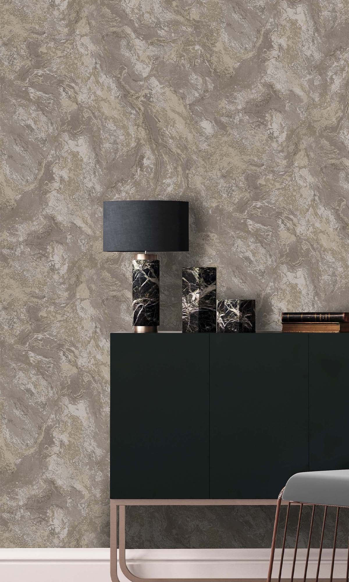 Taupe Beaded Marble Effect Wallpaper R10374
