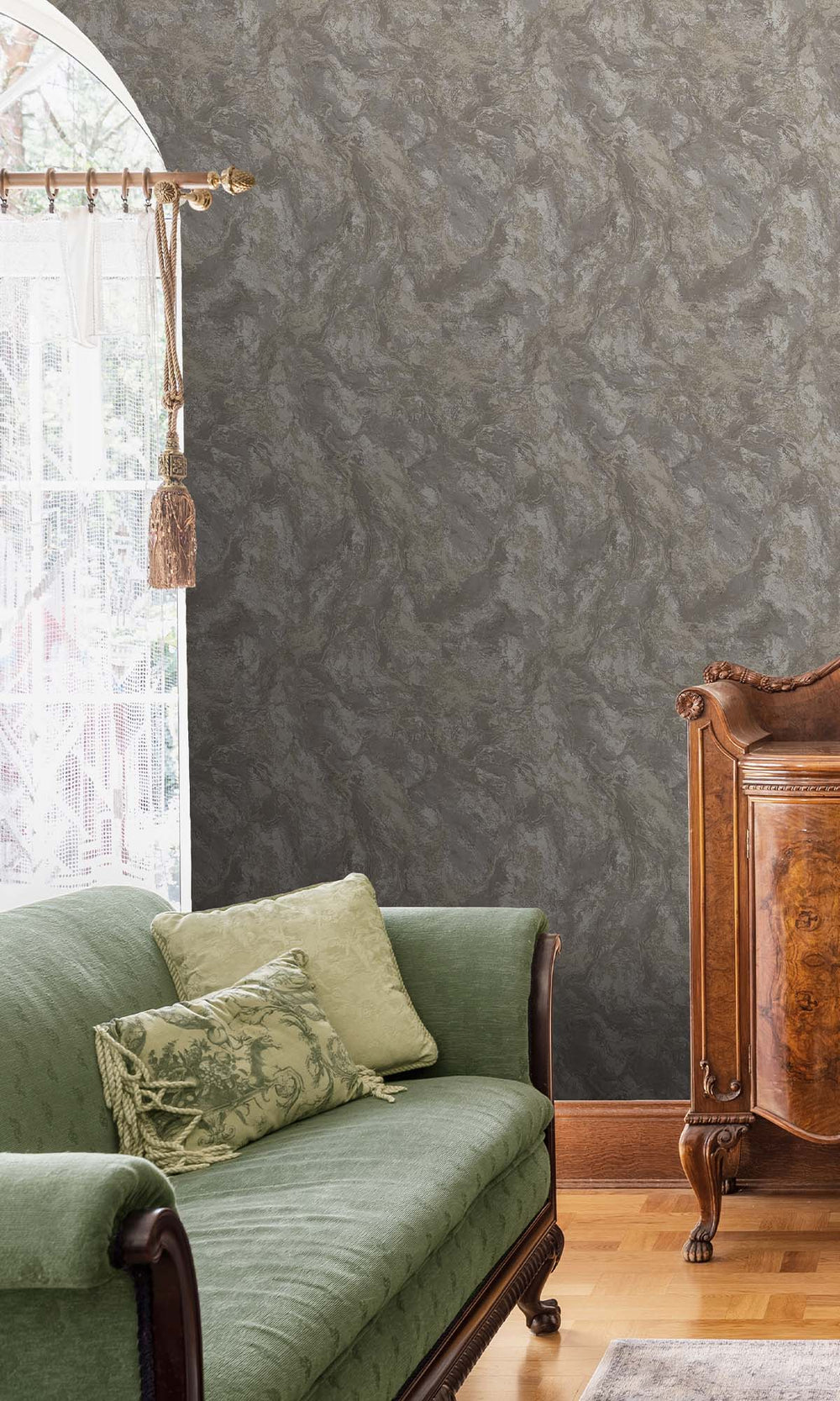 Taupe Beaded Marble Effect Wallpaper R10374