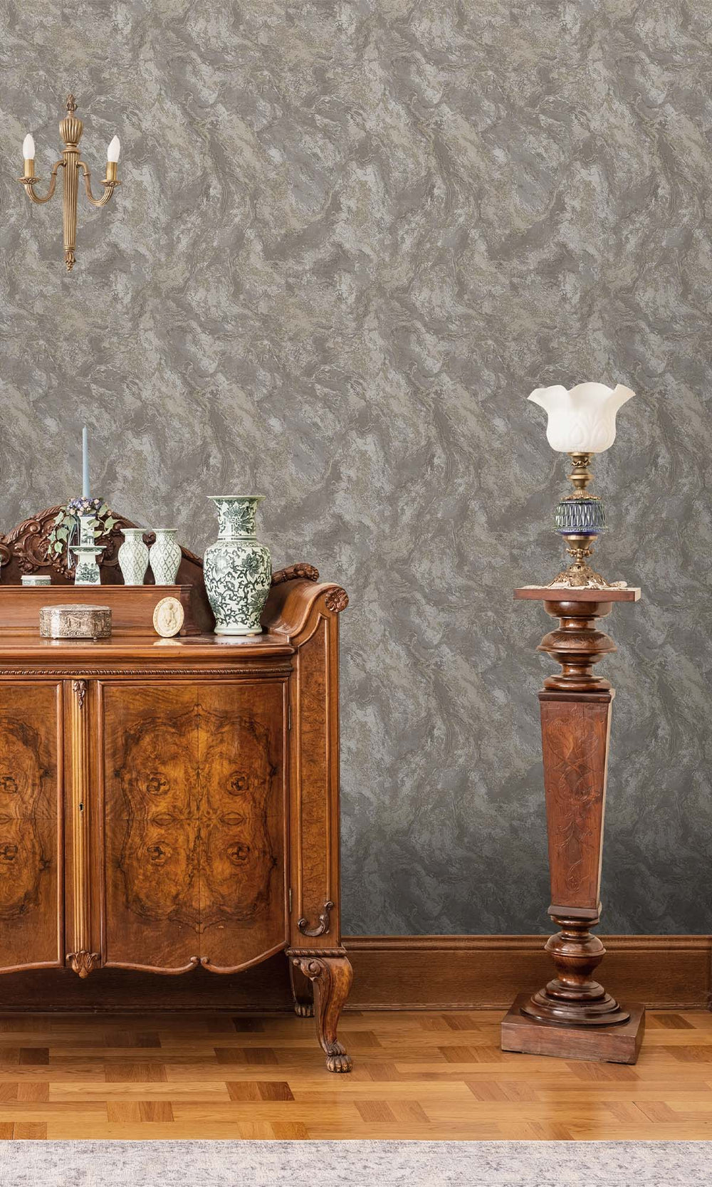 Taupe Beaded Marble Effect Wallpaper R10374