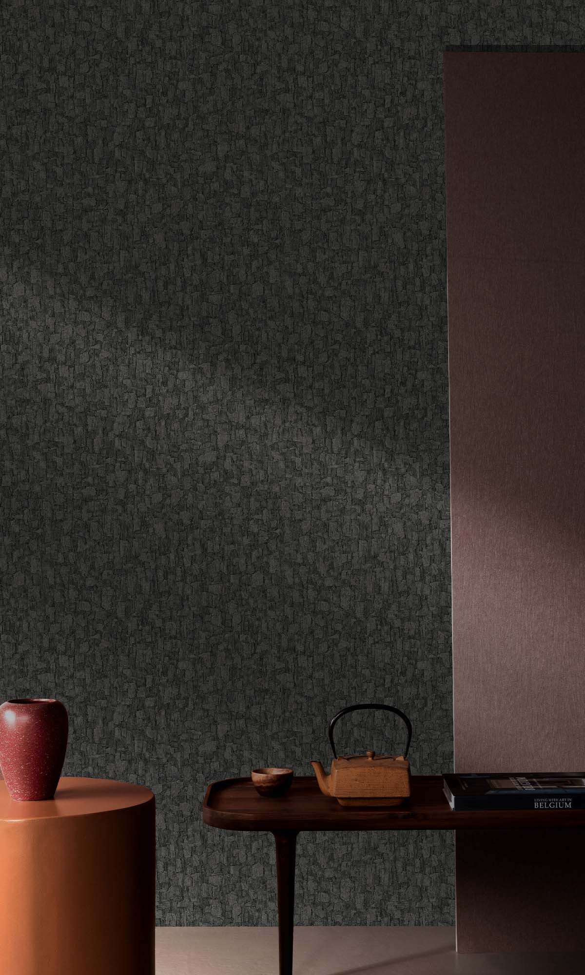 Charcoal Smudge Brushed Blocks Wallpaper R10378