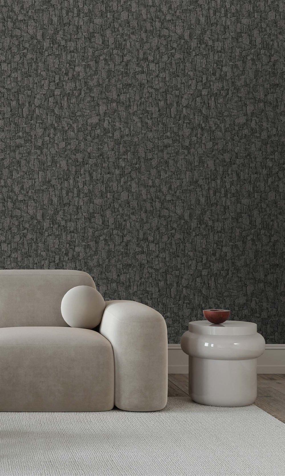 Charcoal Smudge Brushed Blocks Wallpaper R10378