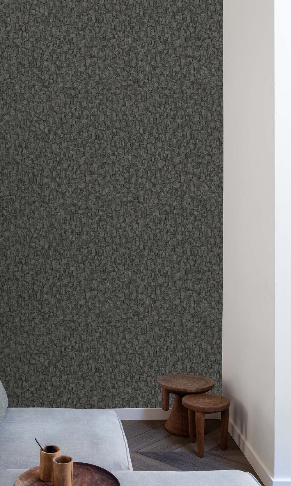 Charcoal Smudge Brushed Blocks Wallpaper R10378