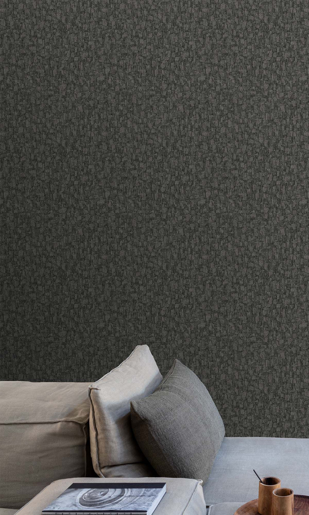 Charcoal Smudge Brushed Blocks Wallpaper R10378
