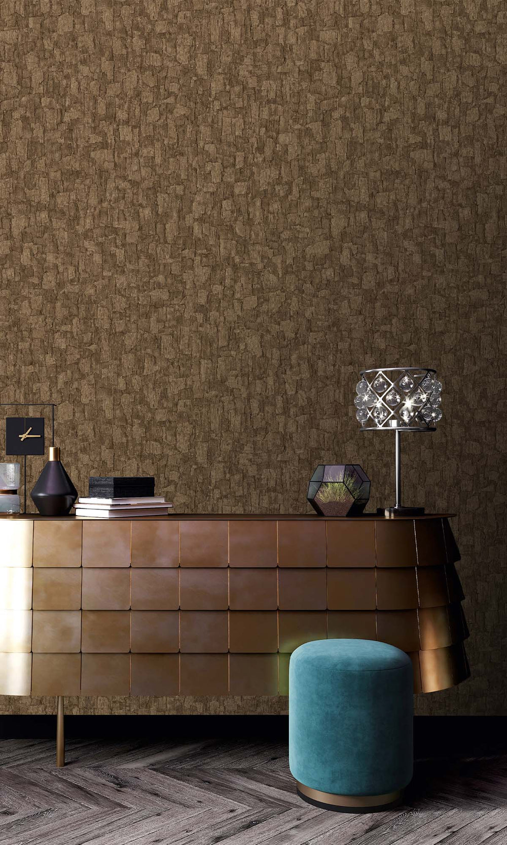 Irish Coffee Brushed Blocks Wallpaper R10379