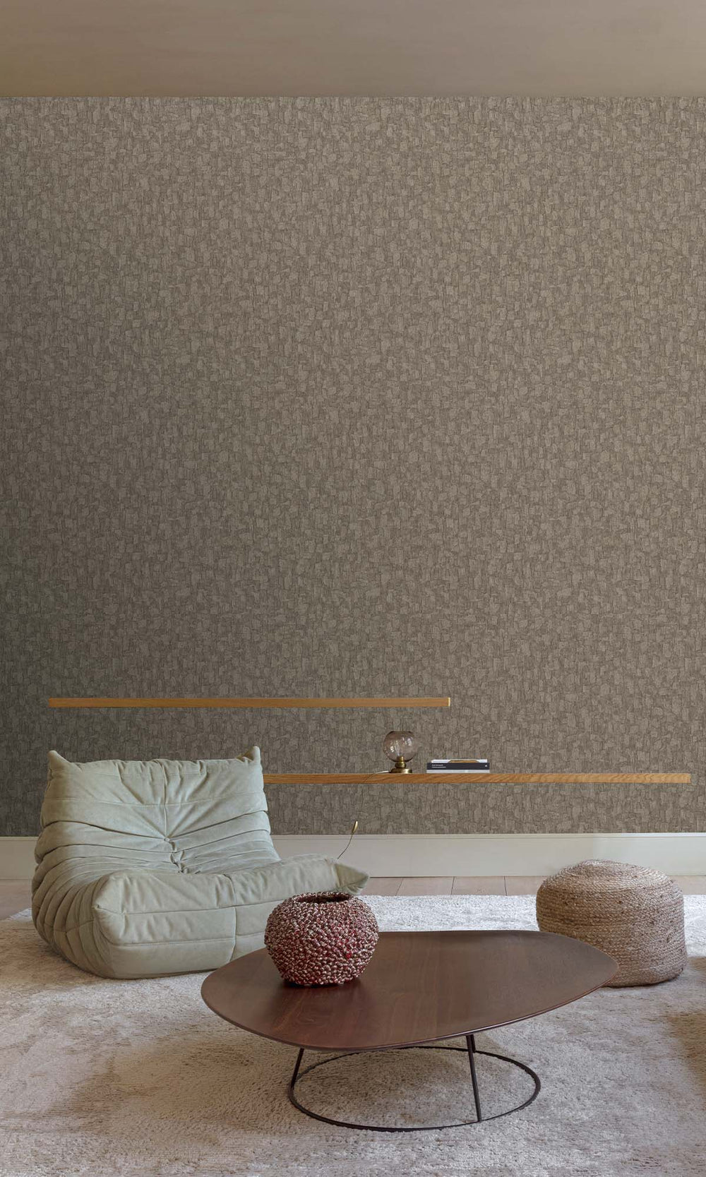 Timber Wolf Brushed Blocks Wallpaper R10381
